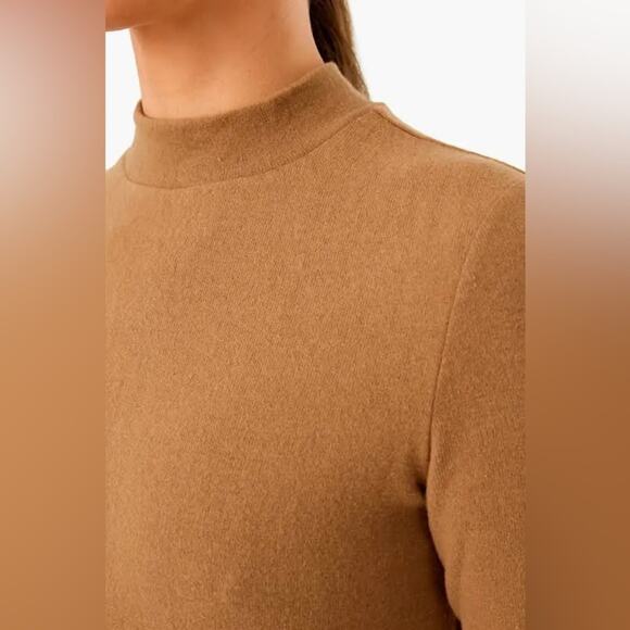 NWT Vince Long Sleeve Mock Turtle Neck Midi Dress  Tan, Size M - Picture 5 of 5